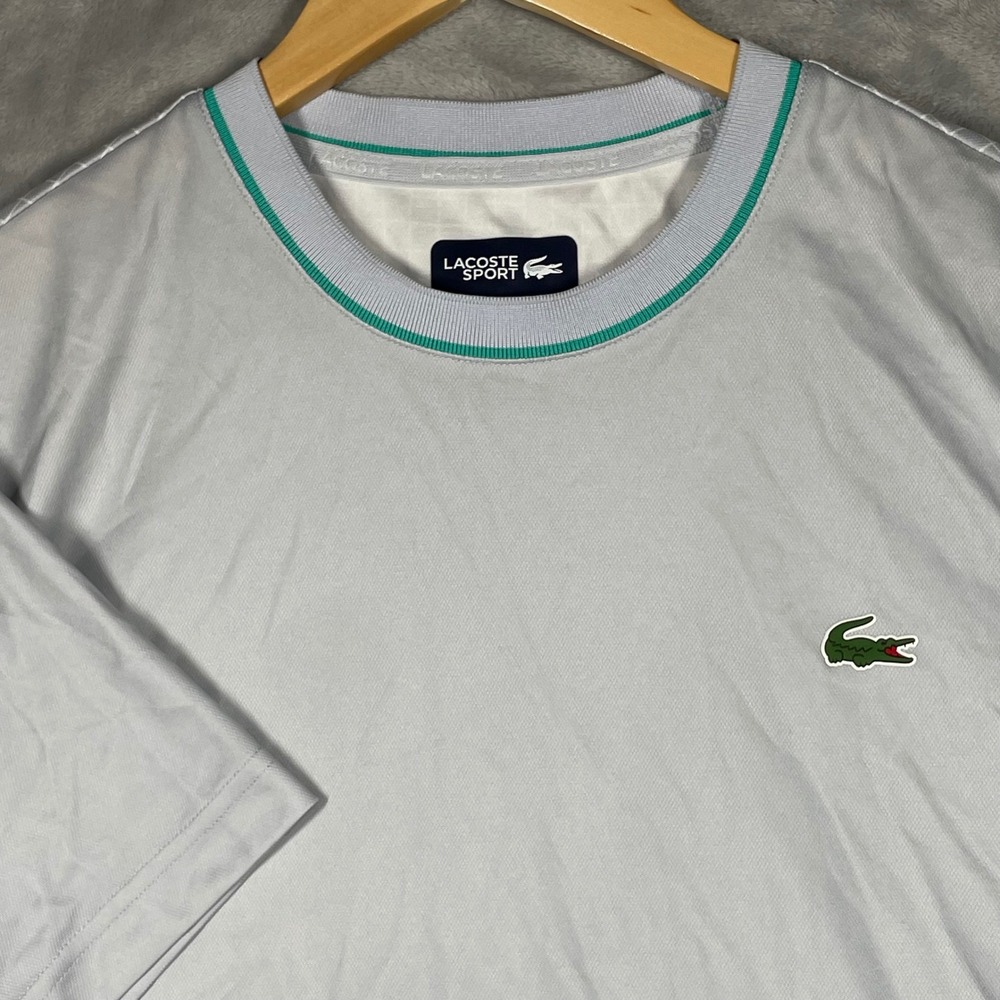 Lacoste Sport Ultra Dry Grey Grid Back Performance T-Shirt Mens XL FR 6